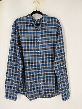 Frank & Eileen Luke Flannel Shirt Blue Plaid Button Down Casual XL